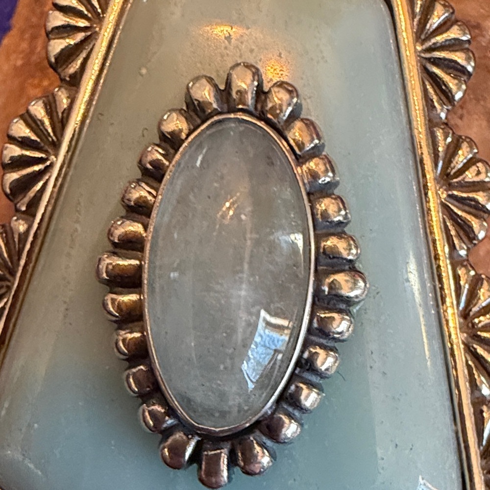✨ Carolyn Pollack Relios Jadeite & Chalcedony Sterling Silver Pendant – (194) - Picture 2 of 7